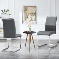 Set di 2 Sedie moderne per sala da pranzo, con schienale alto, in PU e tessuto, per Cucina e ufficio, Grigio