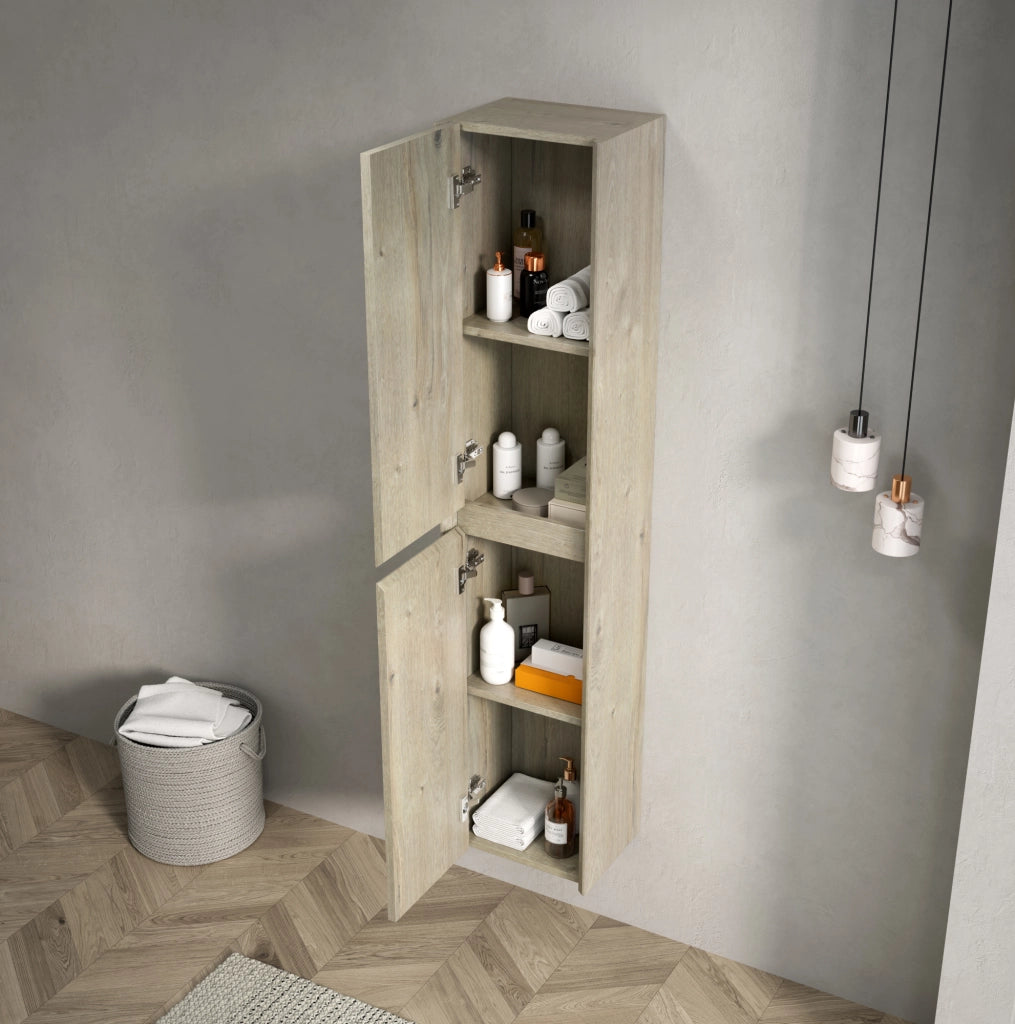 Armadio da bagno a 2 ante con ripiani regolabili in compensato; bianco sporco