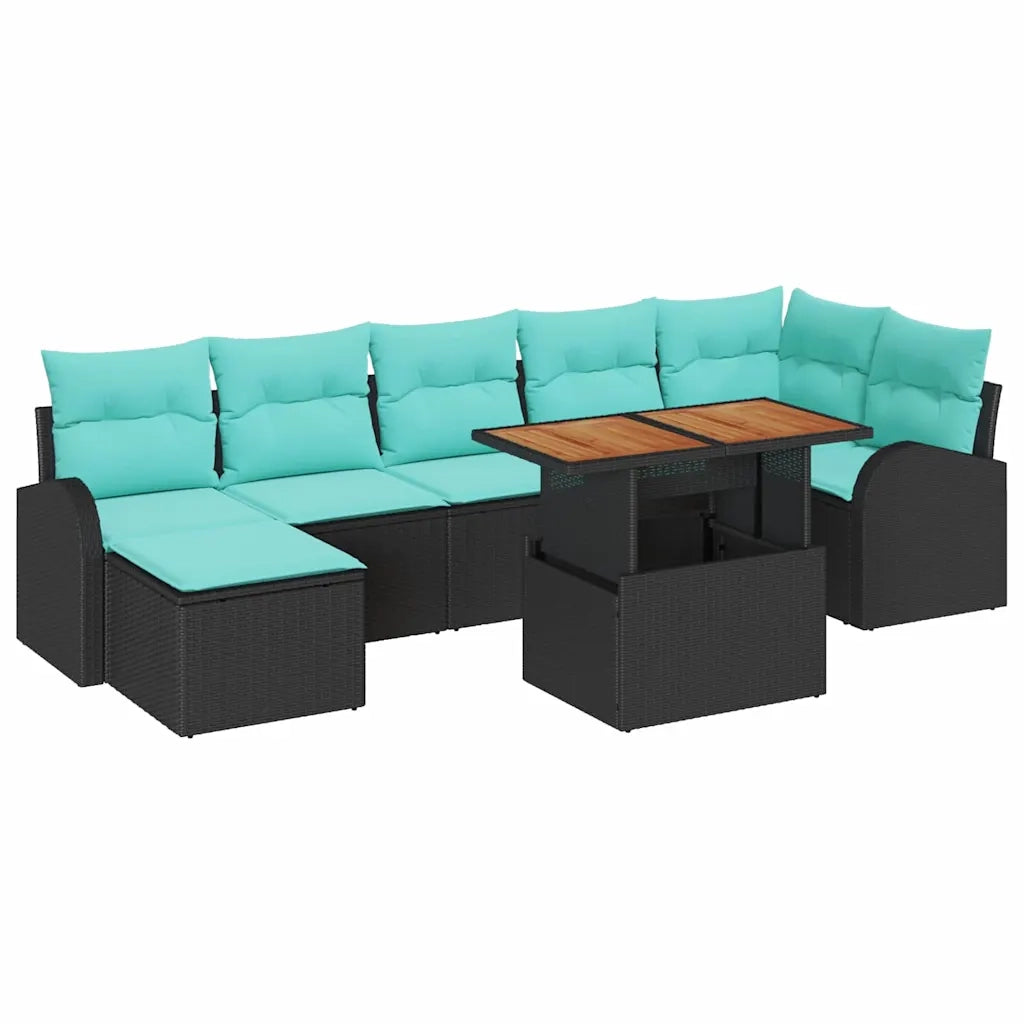 Set Divano da Giardino 8 pcs Nero Poly Rattan 3358356