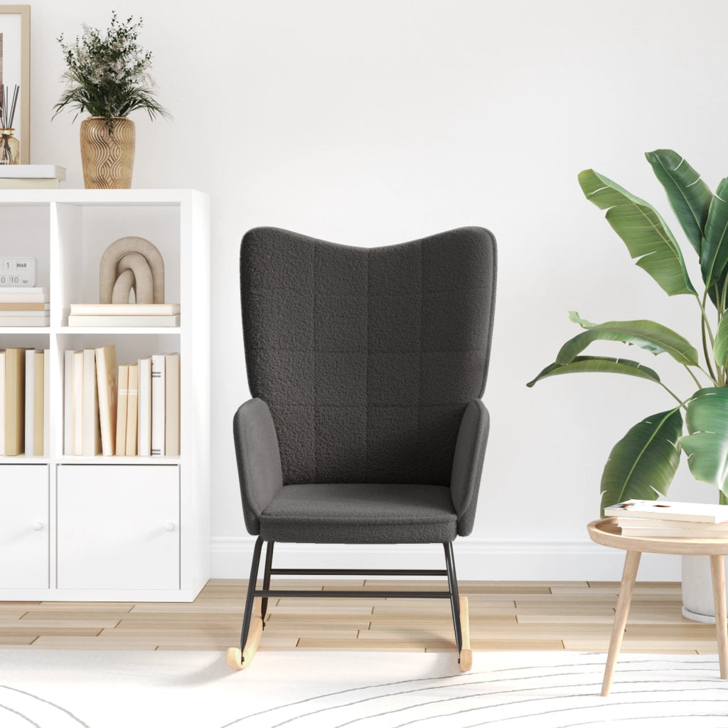 Sedia Relaxante  Grigio Scuro in Tessuto Simil Lana Riccia