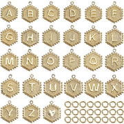 Letterine a forma di stella 26 pezzi - Lettere A-Z - 18K oro dorato - Fissaggio a molla in ottone - Creazione di gioielli DIY - Dimensioni 20x16x2,5 mm