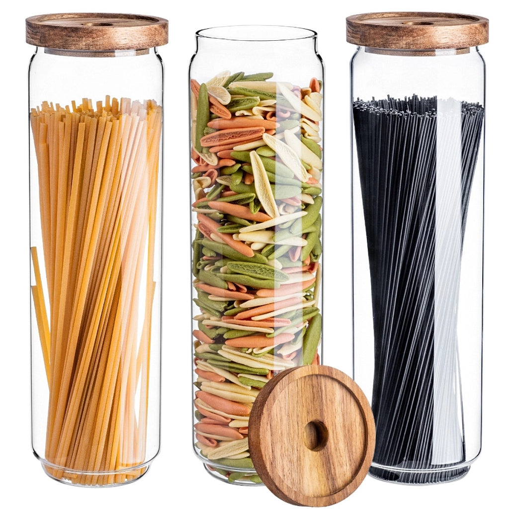 KADAX 3 contenitori per alimenti in vetro per pasta e spaghetti con coperchio, barattolo da 1550 ml