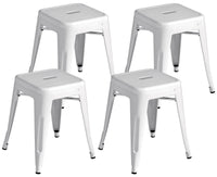Set 4 Sgabelli Bassi Impilabili 39x39x46 cm in Lamiera Galvanizzata Avorio