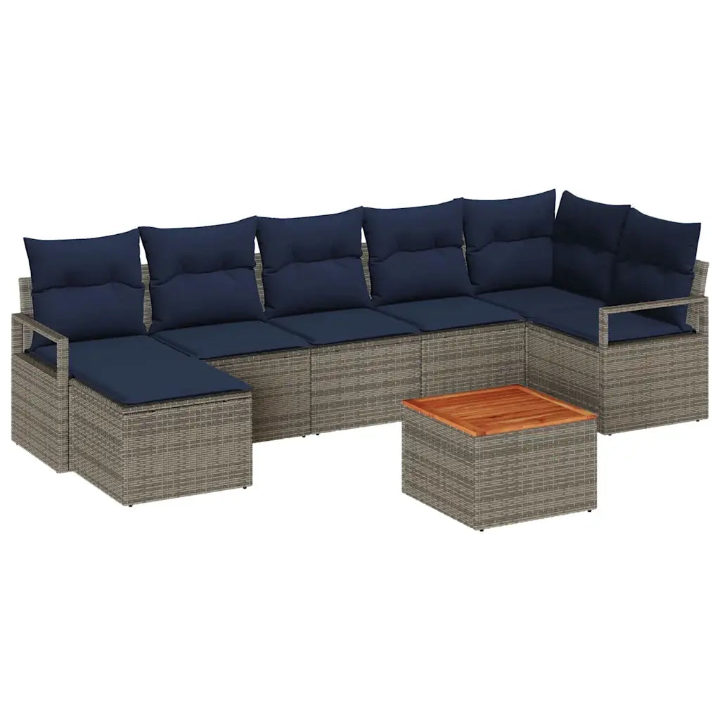 Set Divano da Giardino con cuscino 8 pcs Grigio polyrattan
