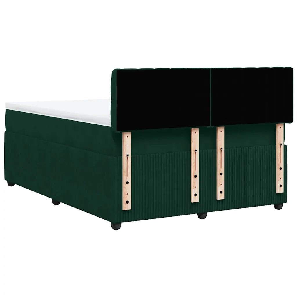 Giroletto a Molle con Materasso Verde Scuro 140x190 cm Velluto 3290043