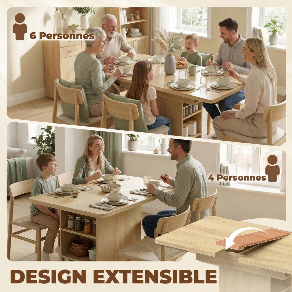 Tavolo da pranzo allungabile rettangolare in legno ¨C Minimal ¨C Naturale 110-130 cm
