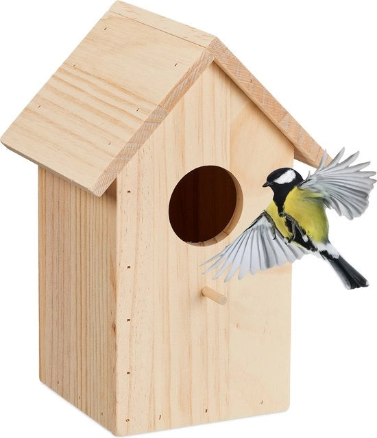 Cassa per uccelli - con coperchio - legno non trattato - appeso - apertura di ingresso 5 cm