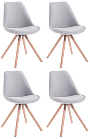 Set di 4 sedie per visitatori Toulouse Fabric Round grigio,natura