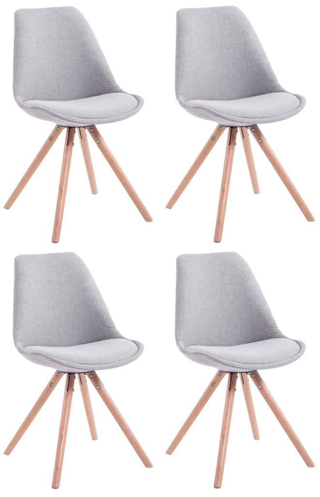 Set di 4 sedie per visitatori Toulouse Fabric Round grigio,natura