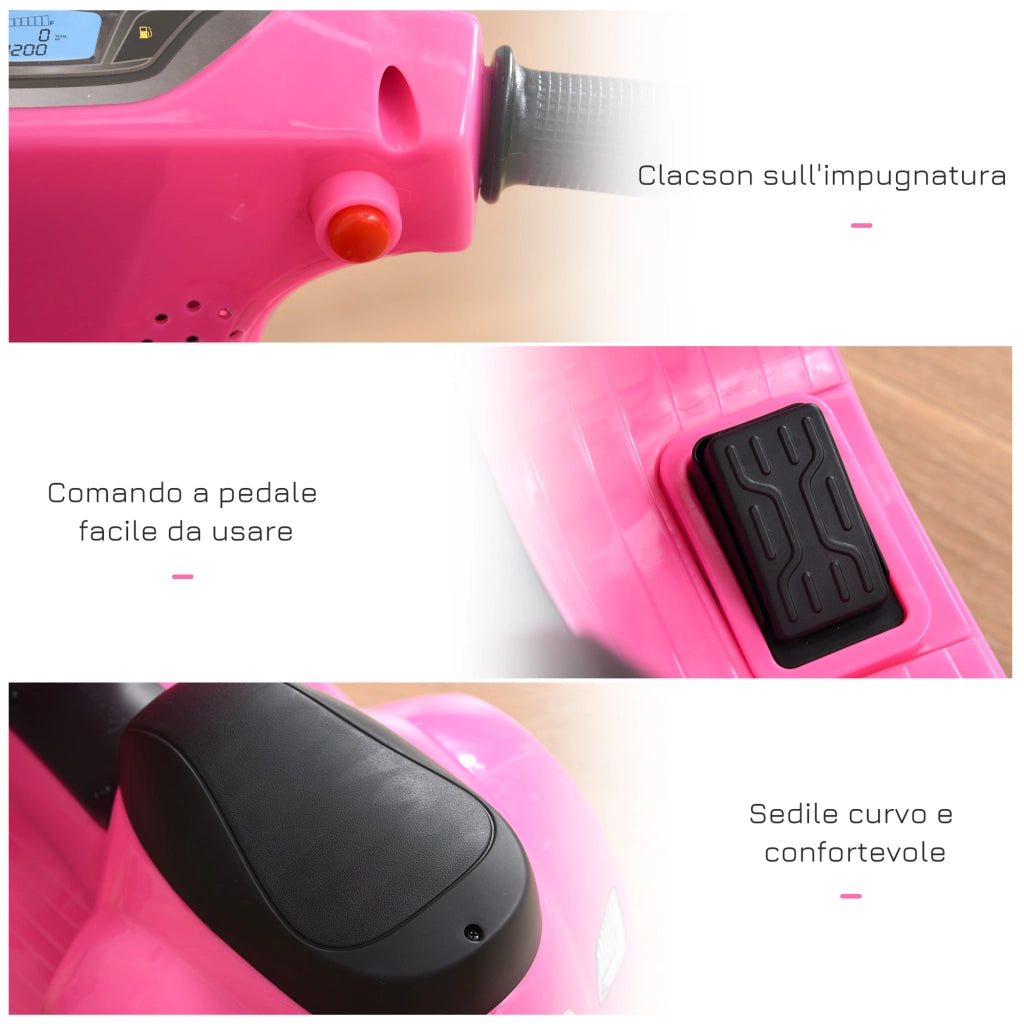 Moto Elettrica Bambini 6V ¨C zephmum ¨C 66.5x38x52cm, Rosa