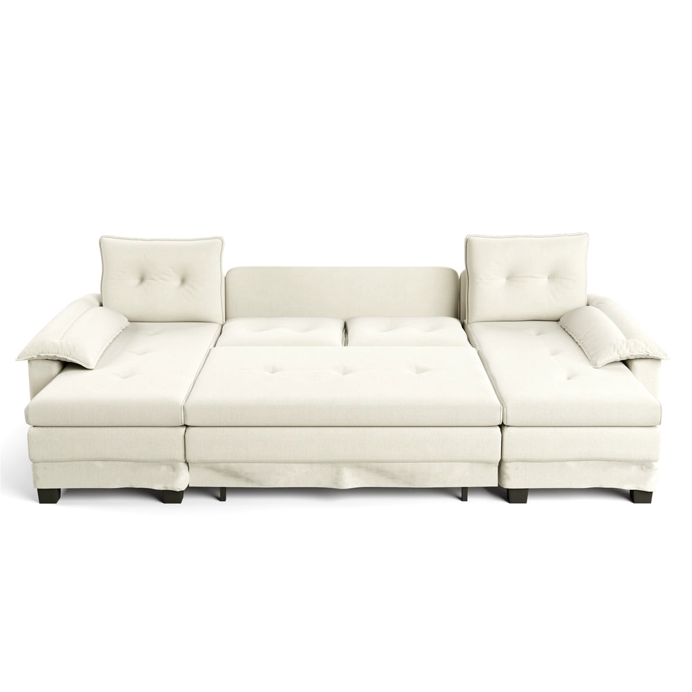 Divano Angolare ad U con Letto Estraibile ¨C Xylo ¨C Crema, USB, 278 cm