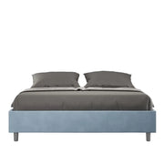 Letto matrimoniale con rete imbottito 160x190 microfibra azzurro Azelia