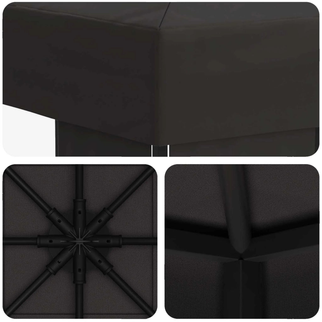 Gazebo 3 x 3 m Antracite Poliestere e Acciaio 190 900351