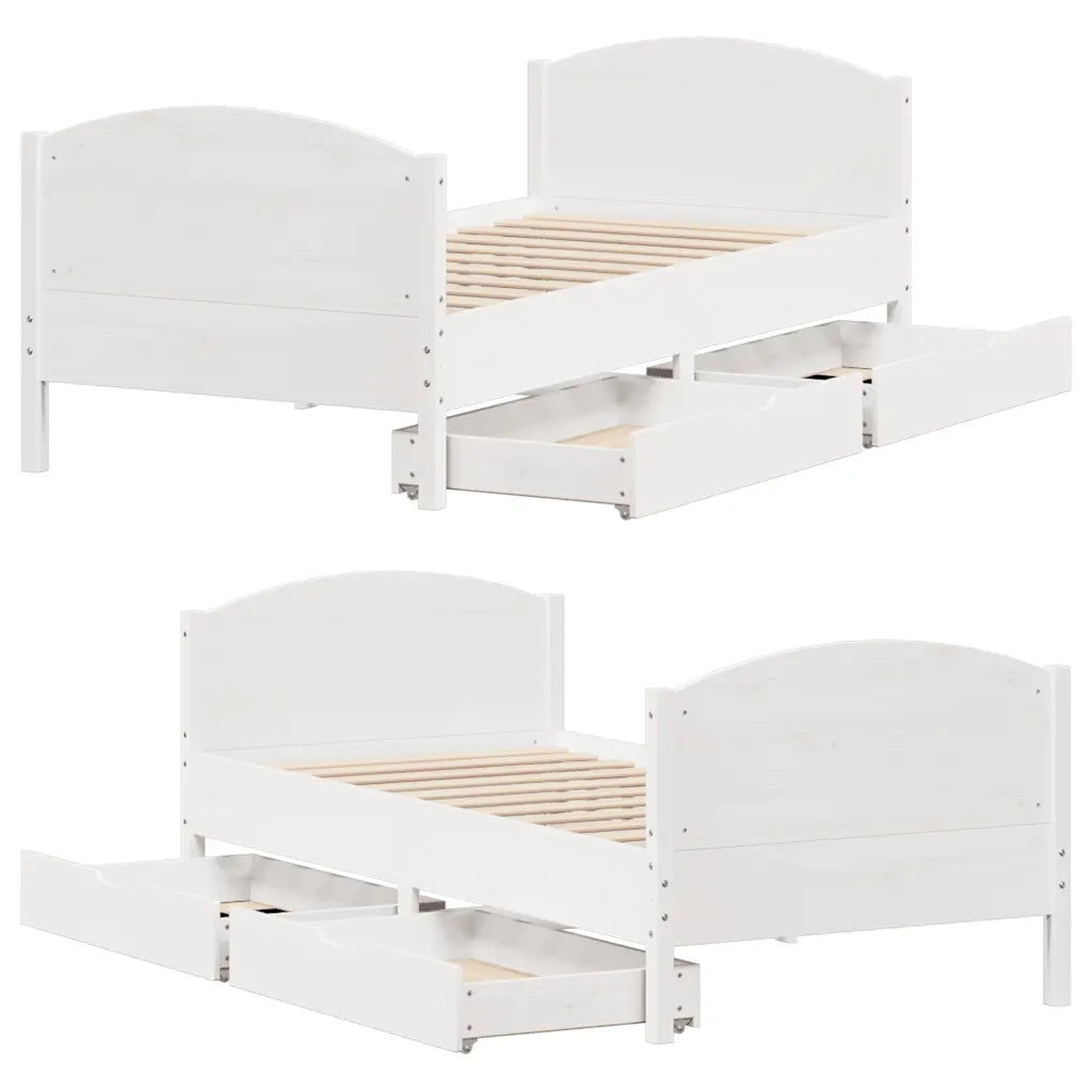 Letto singolo | Letto per adulti | Letto senza Materasso Bianco 90x190 cm in Legno Massello Pino