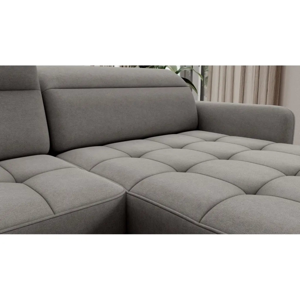 Divano ad angolo convertibile BERTHO 306 cm grigio – Angolo destro con contenitore