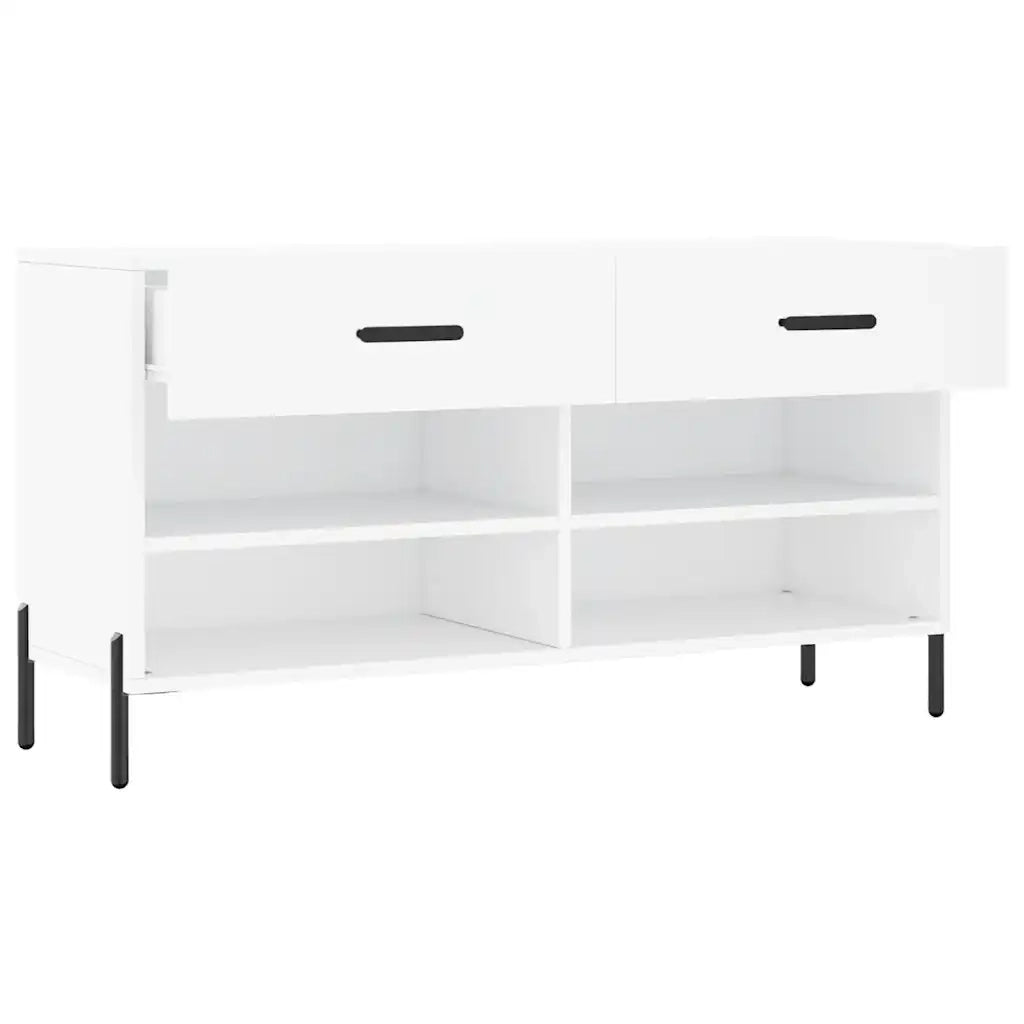 Panca Porta Scarpe-Sgabello-Panca Scarpiera Bianca 102x35x55 cm in Legno Multistrato 943081
