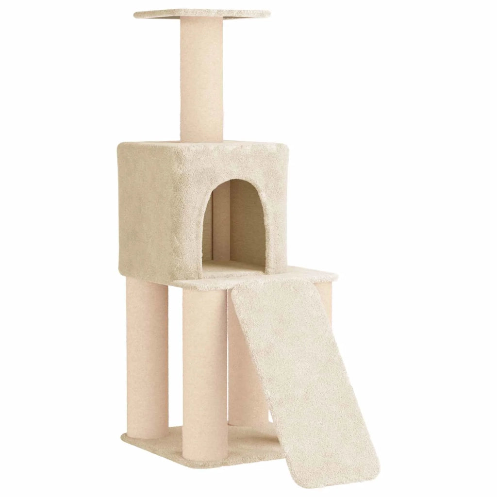 Albero per gatti con pali per graffiare in sisal Crema 146 cm 42033045