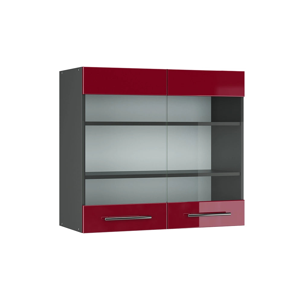 Vicco Mobile da cucina in vetro Rosso bordeaux lucido 80 cm