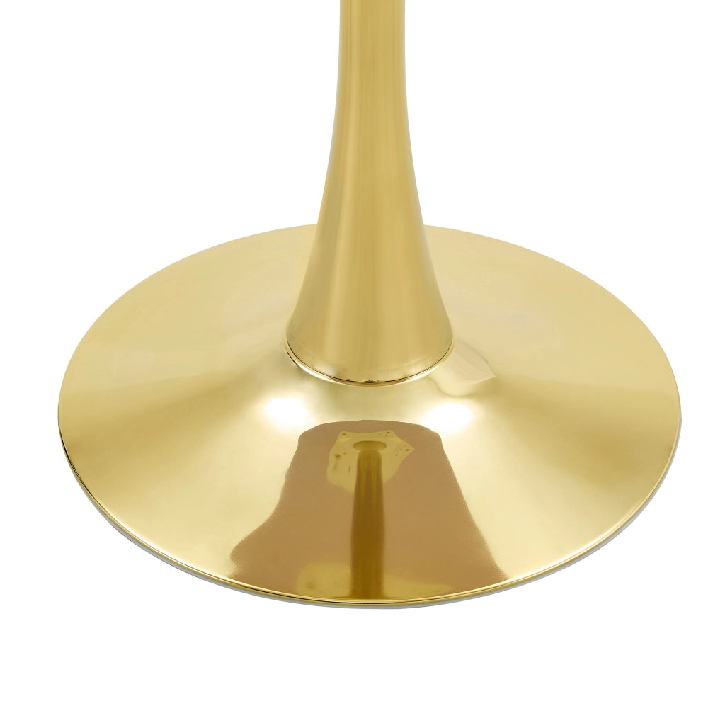 Tavolo rotondo Mid-Century in MDF e metallo; altezza 72 cm; Gold/Walnut