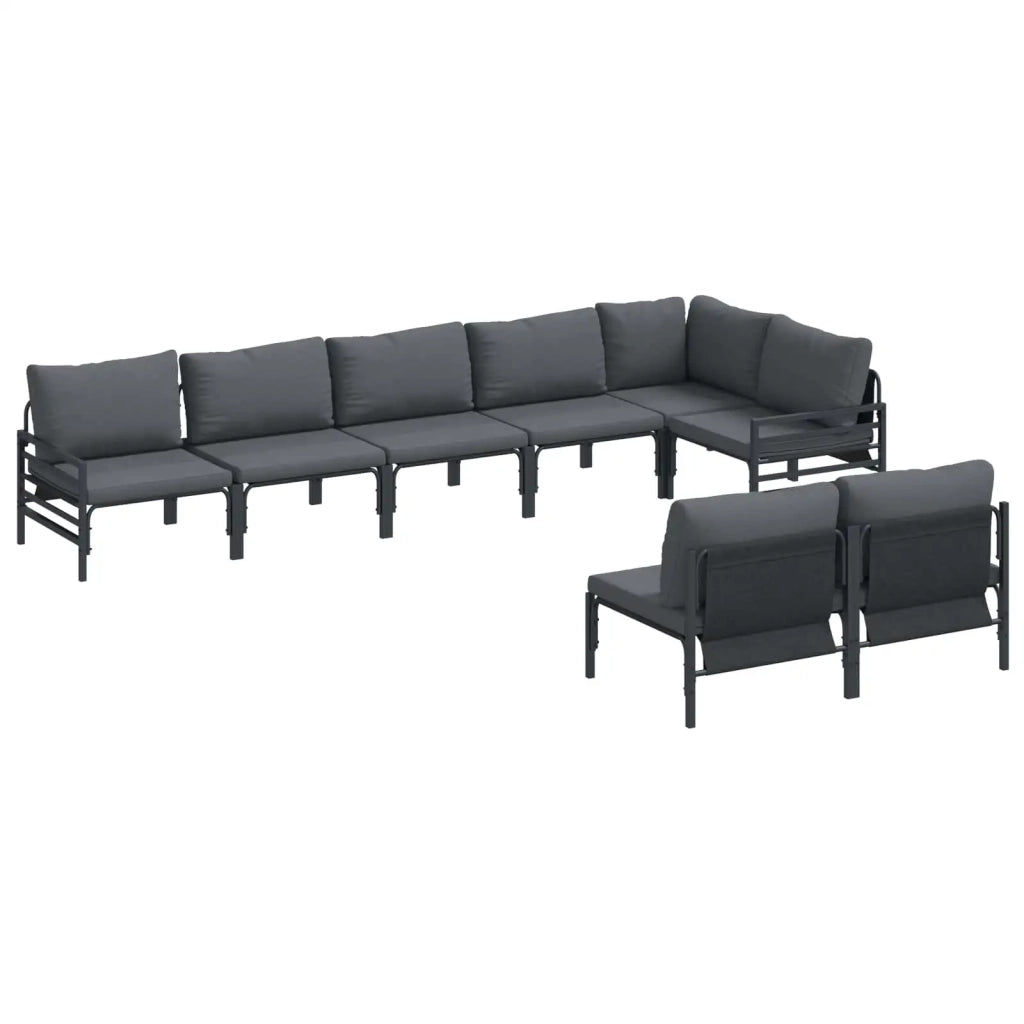 Set Divano da Giardino con cuscino 8 pcs Nero Acciaio 3378994