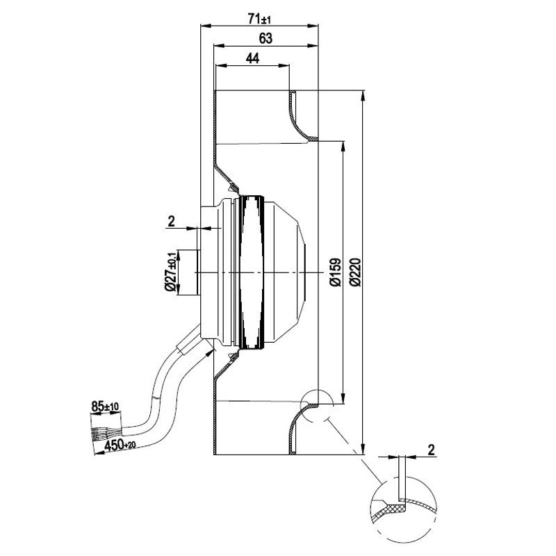 Ventilatore centrifugo EBM R2E220-RA38-30 230V 85/90W Backward Inclined Centrifugal Ventilatores