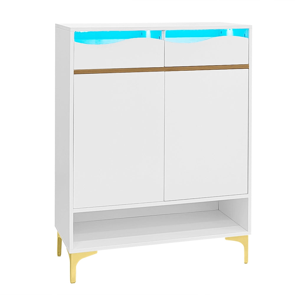 Scarpiere moderna con LED 16 colori - Xylo - 80??35??105 cm - Bianco - Design compatto con cassetti e ripiani