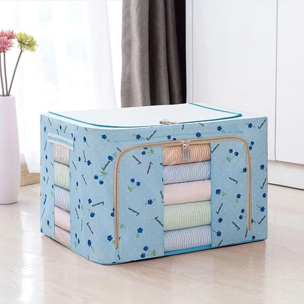 Trade Shop - Borsa Portaoggetti Multifunzionale Pieghevole Tessuto Con Finestra Manici 100lt 60x42x40cm -