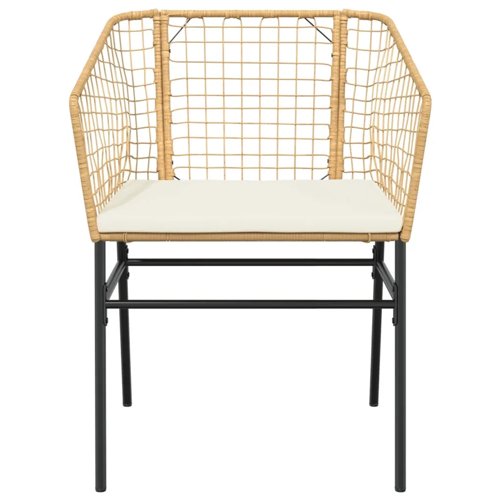Sedie da Giardino 2 pz | Sedie da Esterno con Cuscini Marrone in Polyrattan