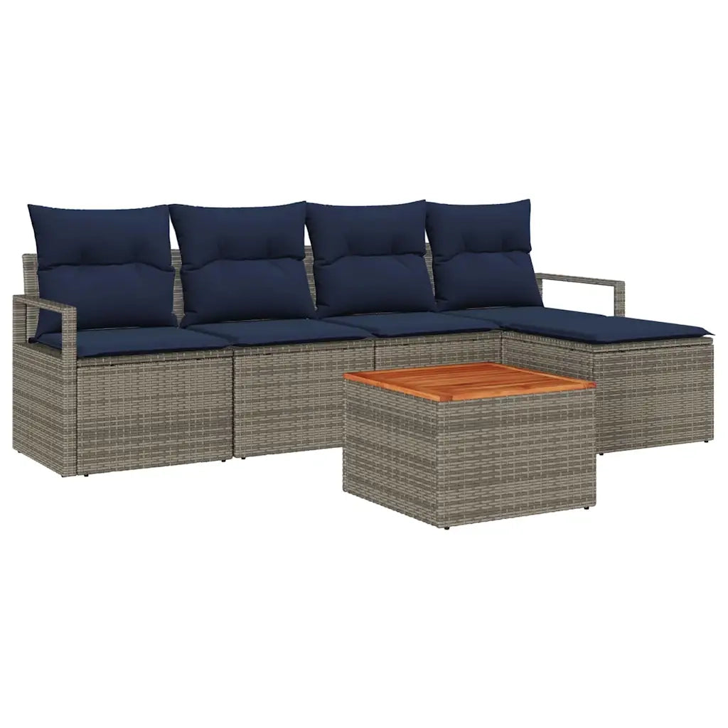 Set Divano da Giardino con cuscino 6 pcs Grigio polyrattan