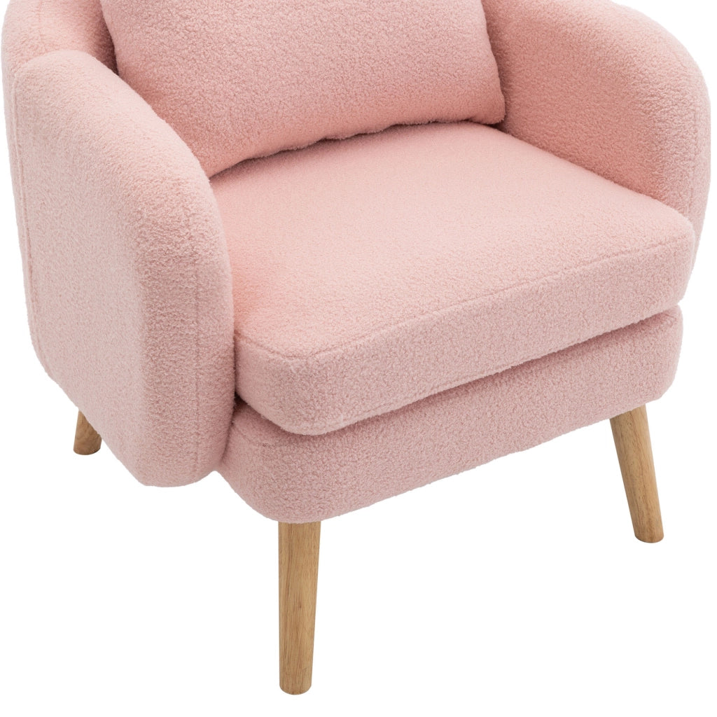 Poltrona singola in tessuto Teddy con cuscino, seduta imbottita 14 cm, struttura in legno massello