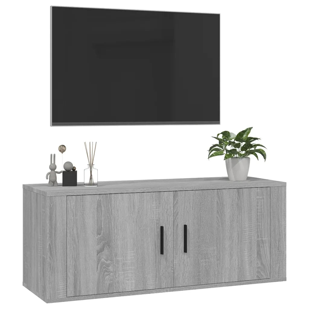 Mobile Porta TV a Parete-Credenza per TV sospesa grigio sonoma 100x34,5x40 cm