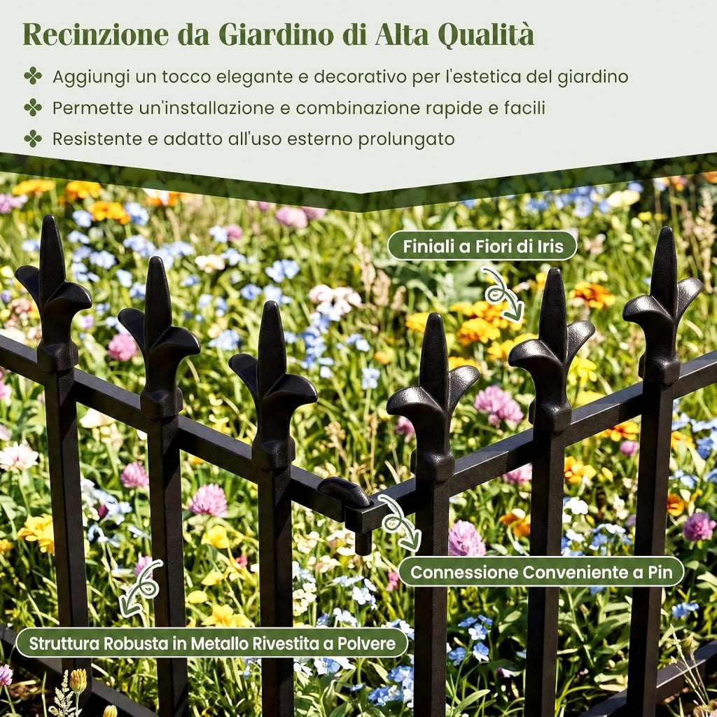 Recinzione da Giardino, Bordure per Aiuole in Metallo (5) | Recinto da Esterno Pieghevole e Flessibile, per Giardino e Cortile, 56 x 44 cm