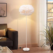 Lampada da tavolo, 140 cm alta, piume bianche, per camera da letto, sala da pranzo, ufficio - Arredamento per la zona giorno con interruttore a pedale