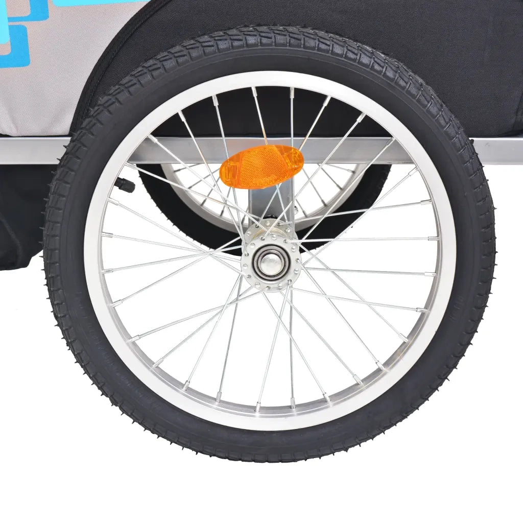 Rimorchio da Bici per Bambini Grigio e Blu 30 kg cod mxl 76790