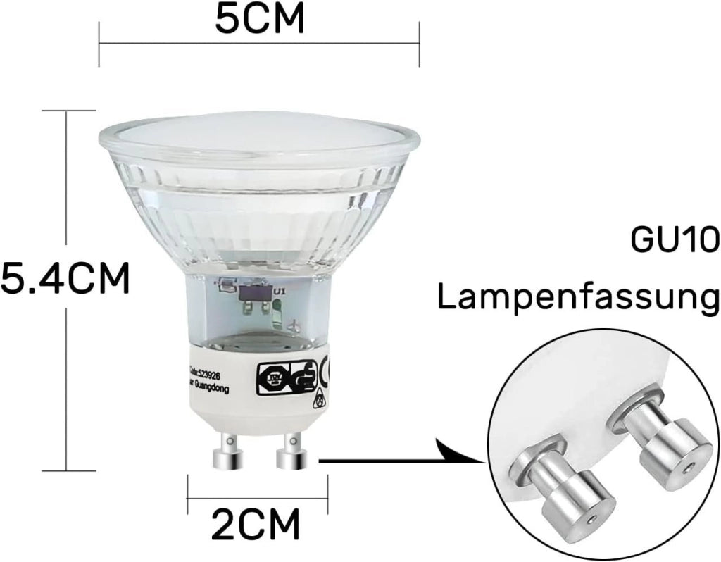 ZMH Set di 10 Lampadine LED GU10 Bianco Caldo 4W PAR16 Faretto da Incasso Angolo Fascio 120° Illuminazione 3000K