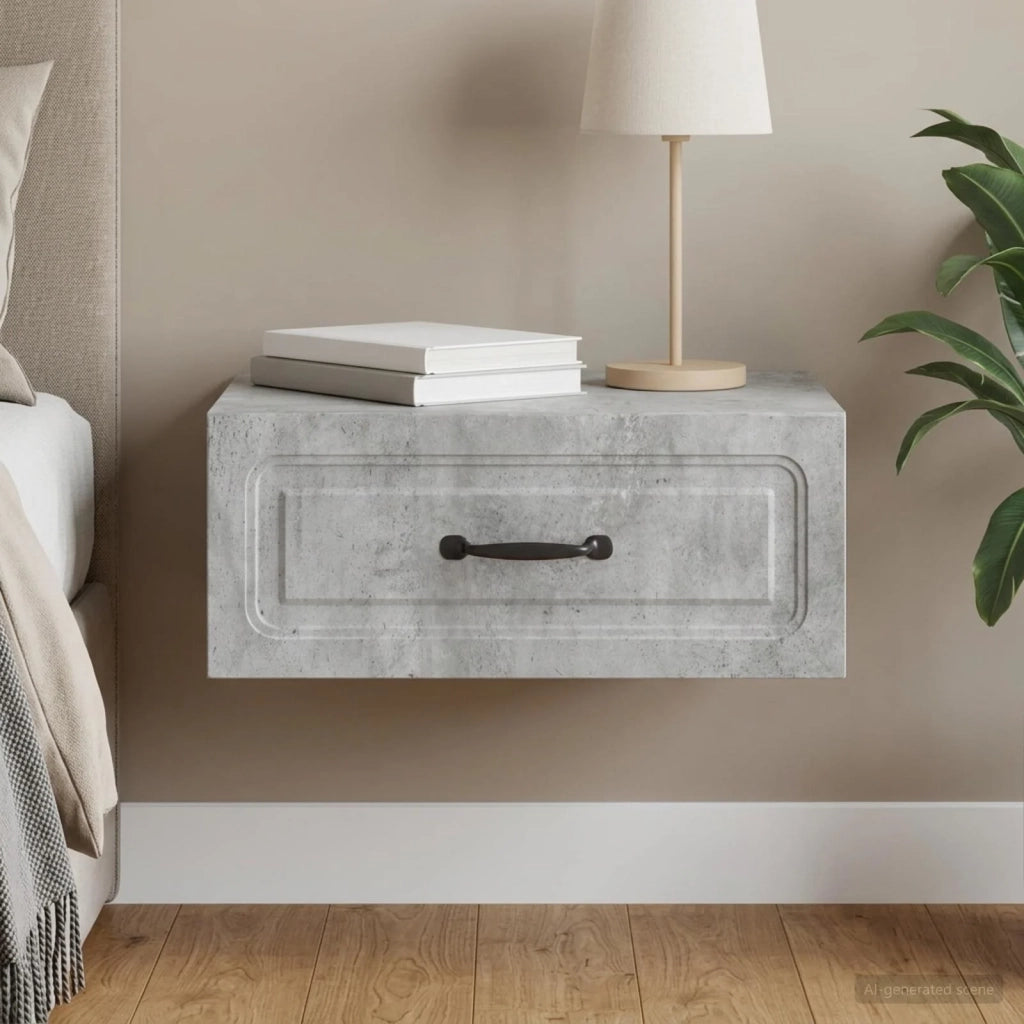Mobiletto da notte a muro Grigio Cemento 49 x 34,5 x 20 cm 899301