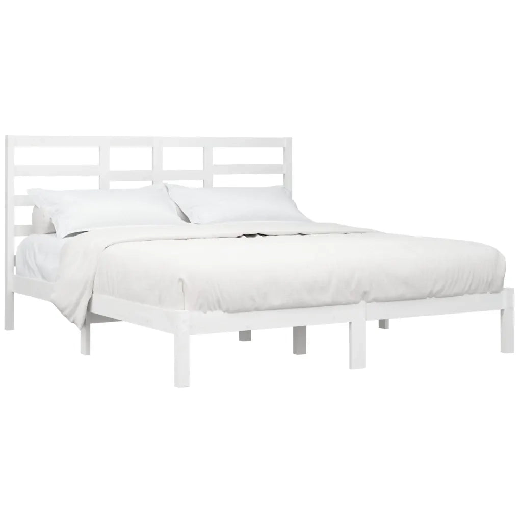 Giroletto-Struttura Letto Bianco in Legno Massello 200x200 cm 766692