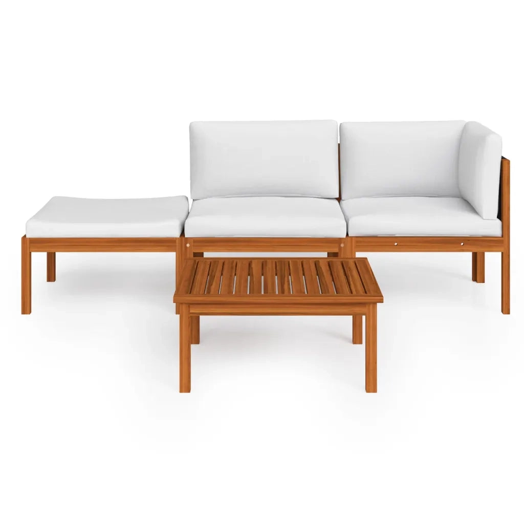 Set da giardino 4 pezzi con cuscini crema 63x63 cm 3057904