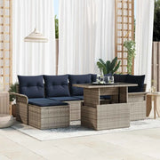 Set Divano da Giardino con cuscino 7 pcs Grigio polyrattan