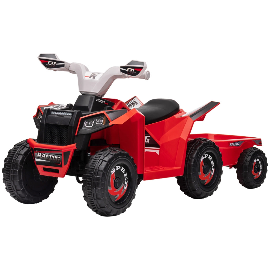 Quad elettrico per bambini con rimorchio ¨C zephmum ¨C Rosso, per 1.5-3 anni