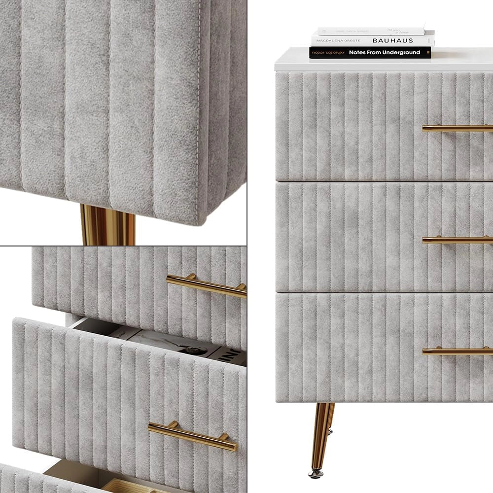 Cassettiera Velia, Grigio, 70 x 78.5 cm con 3 cassetti