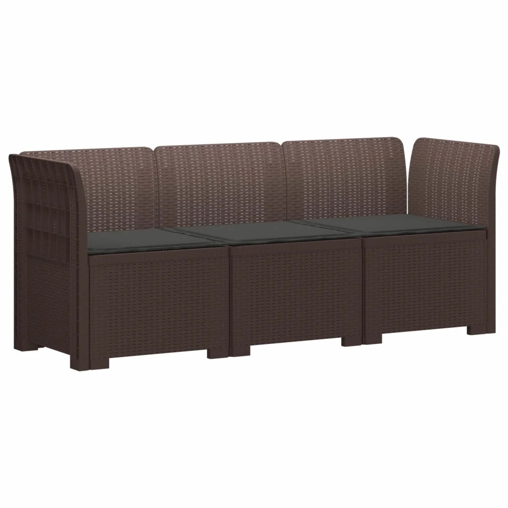 Divano da giardino 3 posti con cuscini in look rattan PP 3443823