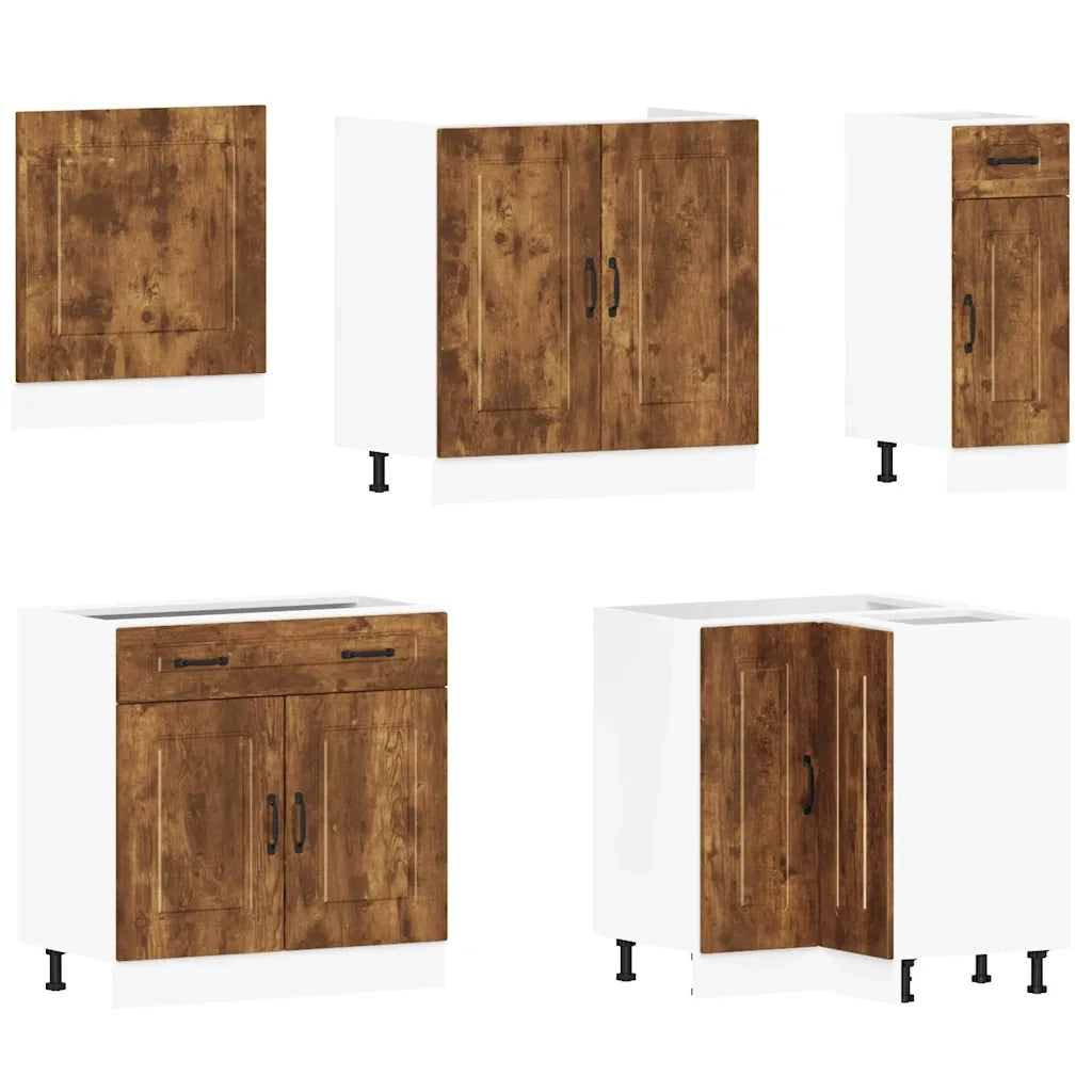 Set Mobili da Cucina 11 pz Kalmar Rovere Fumo Legno Multistrato
