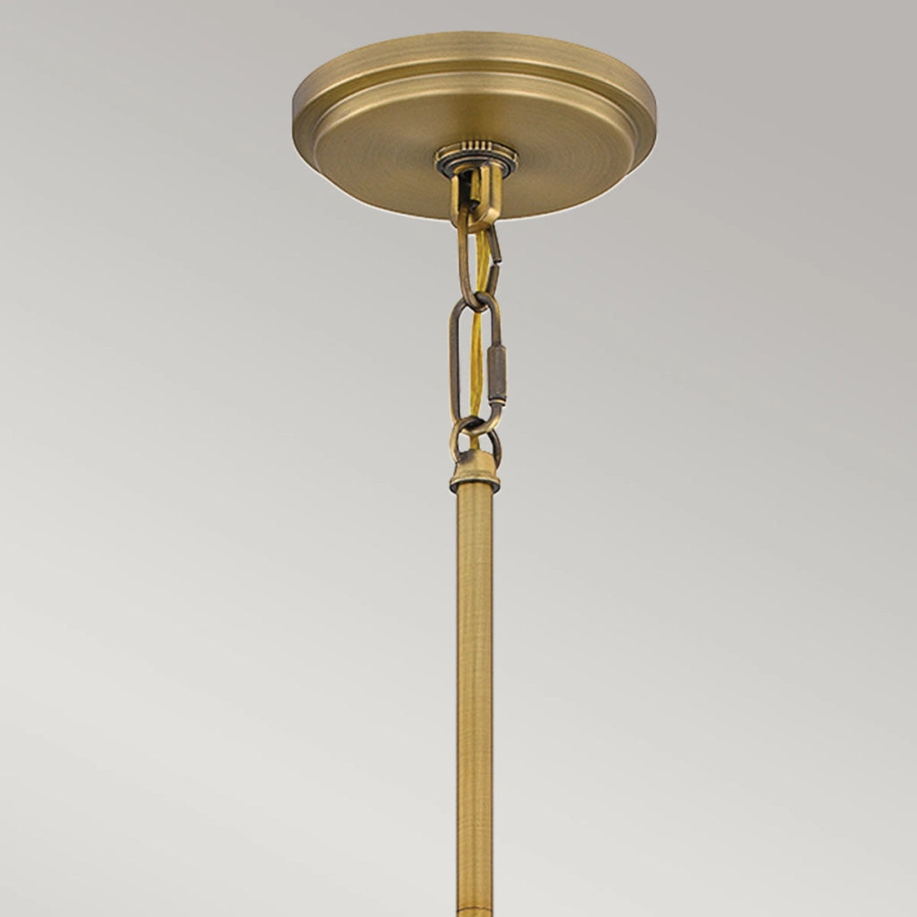 Sospensione Quoizel Brecken ottone vetro opale Ø37cm 2xE27