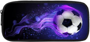 Etui per scuola media, ufficio, studente con grande capacità, Purple Fire Football, portamonete, S-JM007K