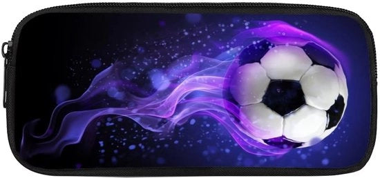 Etui per scuola media, ufficio, studente con grande capacità, Purple Fire Football, portamonete, S-JM007K