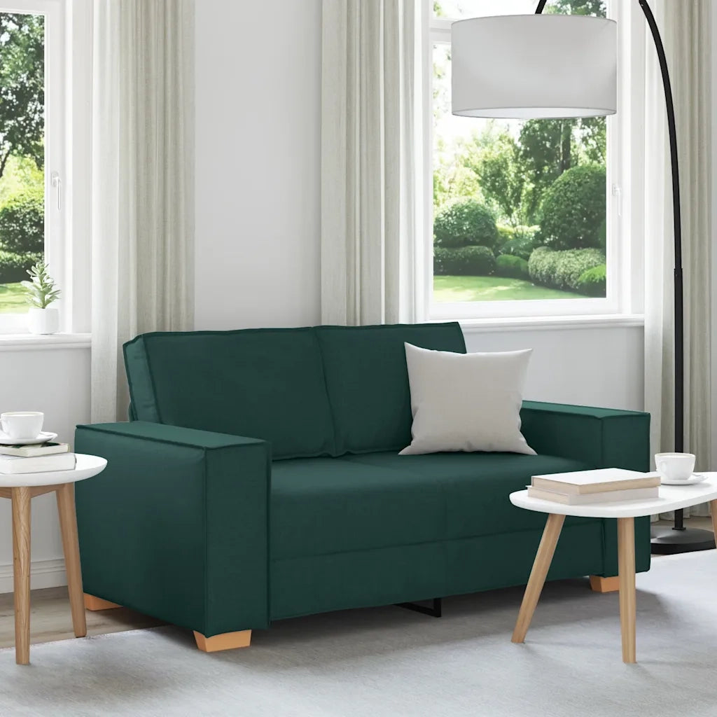 vidaXL Divano a 2 posti Verde scuro 120 cm in tessuto