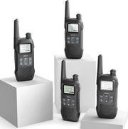 Set di due Radiocomunicatori PMR446 con Display LCD - Licenza non richiesta, 4 km di portata, 16 canali, Batteria ricaricabile - Ideale per avventure all'aperto e campeggio