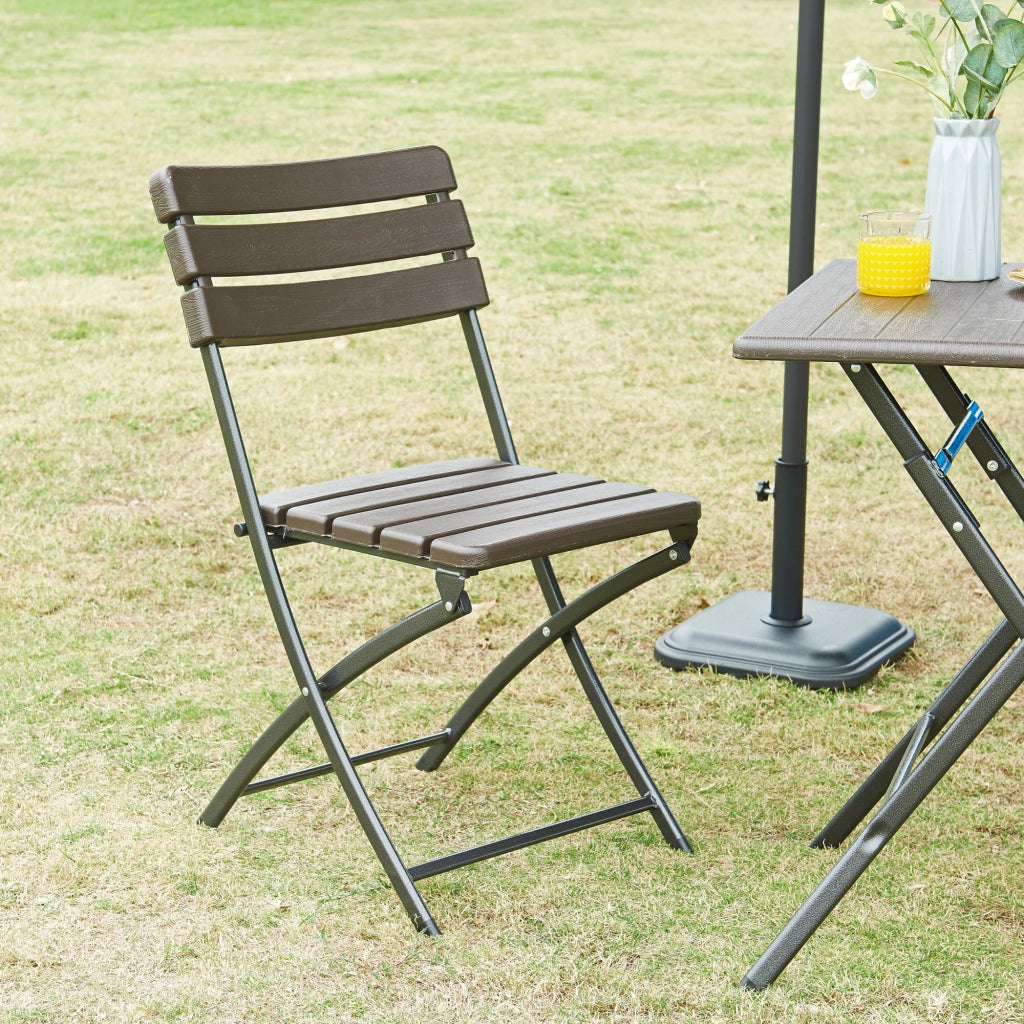Set Lillestrøm di 2 Sedie Pieghevoli - Marrone Effetto Legno [en.casa]