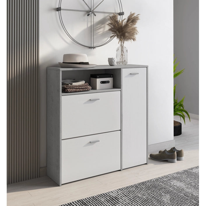 SCARPIERA NIKI 92X27XH94CM CEMENTO / LARICE BIANCO